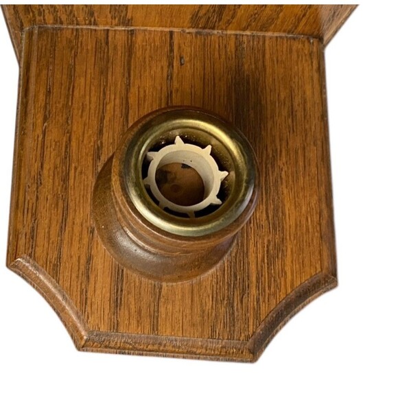 Vintage Wooden Heart Candle Holder Oak Wall Hanging Sconce - Picture 3 of 7